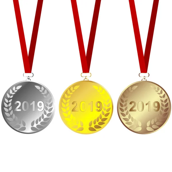 Set 2019 Medals — Stock Vector