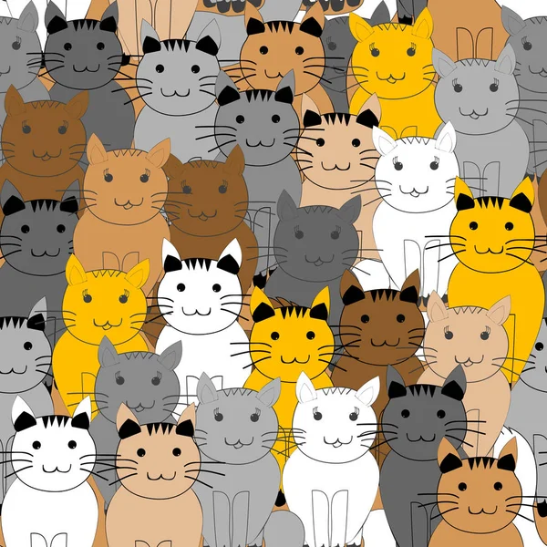 Padrão Sem Costura Com Gatos Doodle — Vetor de Stock