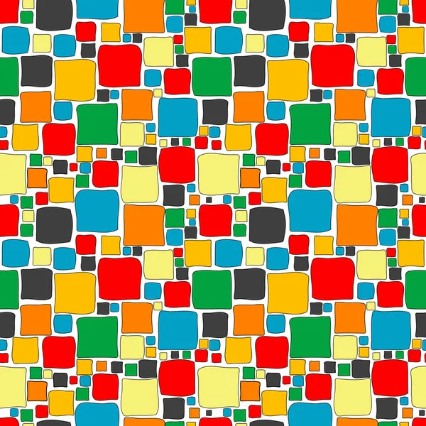 Colorido Sin Costuras Con Garabatos Cuadrados — Vector de stock