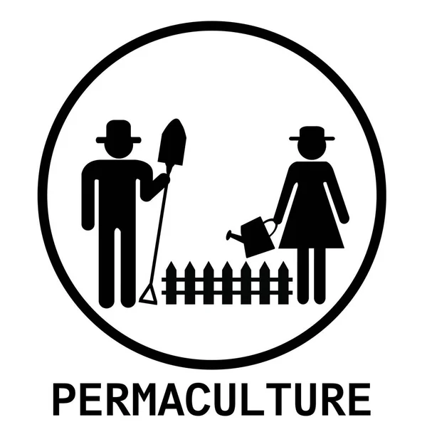 Permaculture Design Garden Workers — Stock Vector