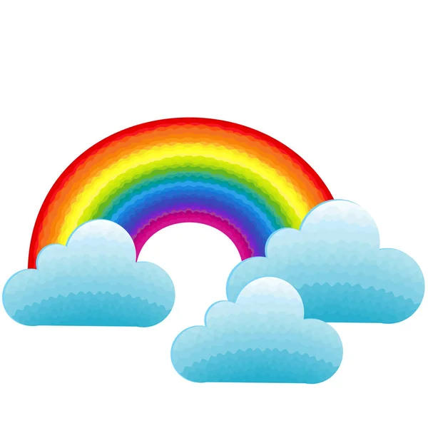 Color Arco Iris Con Nubes — Vector de stock