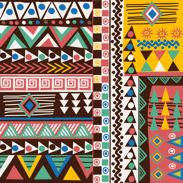 Doodle African Pattern Geometric Motifs — Stock Vector