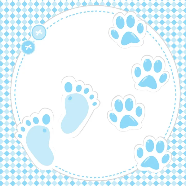 Niedlichen Baby Jungen Fußabdruck Und Pfoten — Stockvektor