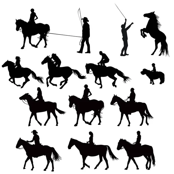 Silhouettes Des Cavaliers Formation — Image vectorielle