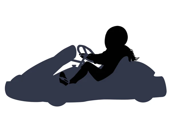 Aislado ir kart girl racer sobre fondo blanco — Vector de stock