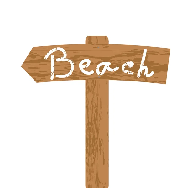 Plaj yönü için ahşap tabela — Stok Vektör