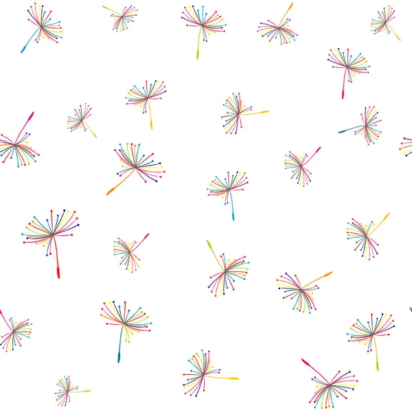 Χωρίς ραφή μοτίβο με πολύχρωμα ιπτάμενα σπόρια πικραλίδα — Φωτογραφία Αρχείου