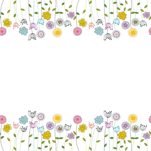 Bordure florale drôle sans couture — Image vectorielle