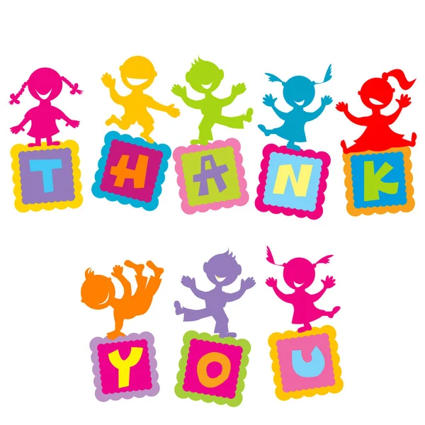 Thank you card with cartoon kids — Stock Vector