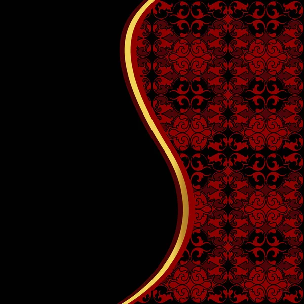 Siyah arka plan üzerinde kırmızı süsler ile lüks goblen kartı — Stok Vektör