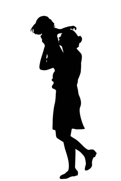 Silhouette d'une mère tenant un enfant — Image vectorielle