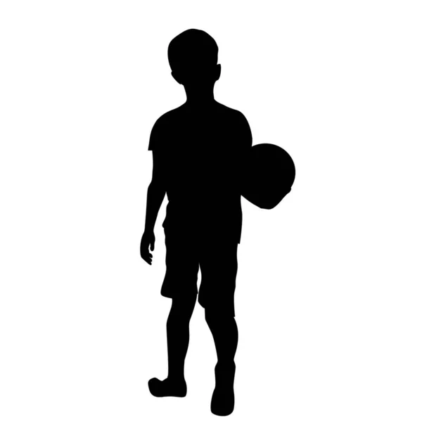 Σιλουέτα του αγοριού με μπάλα — Διανυσματικό Αρχείο