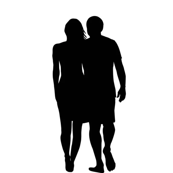 Siluetas de pareja abrazada — Vector de stock