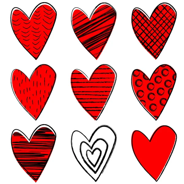 Set voor doodle hearts — Stockvector