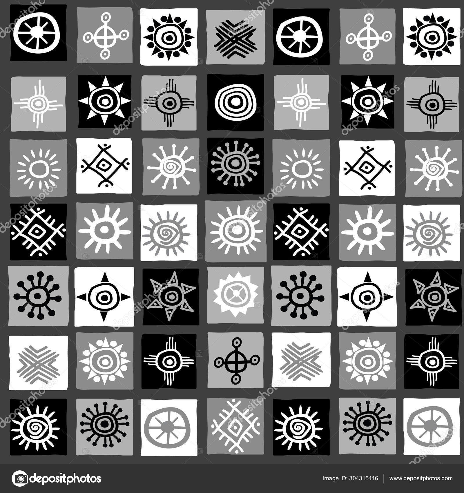 Schwarze und weiße Quadrate mit afrikanischen Motiven Stock-Vektorbild von  ©hibrida13 304315416, image size:1600x1700