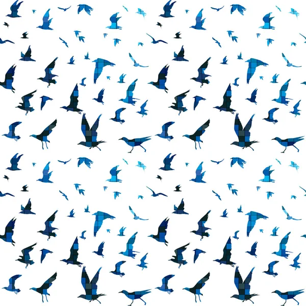 Vögel mit Mosaikfliesenmuster — Stockvektor
