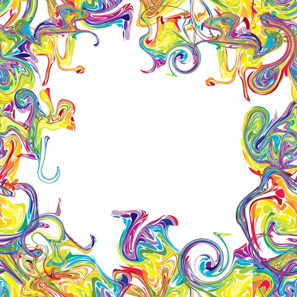 Chaotic colorful wavy lines twisted into spirals frame — ストックベクタ
