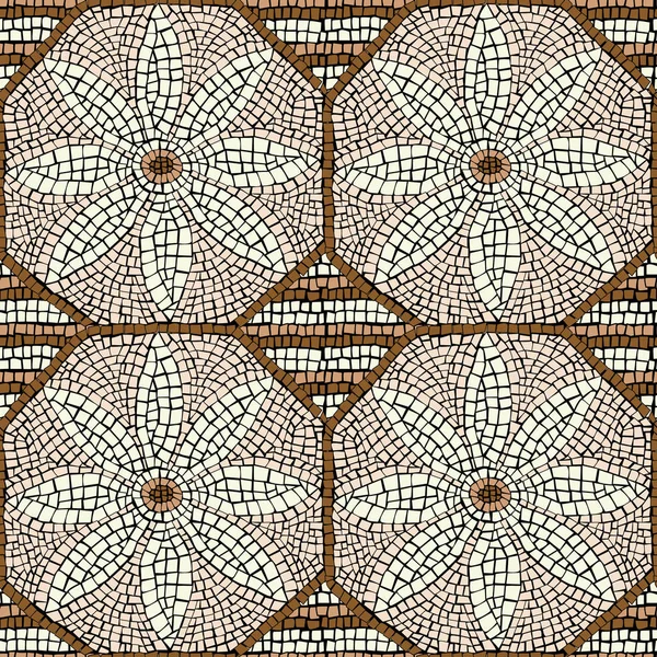 Mosaico de cerámica floral sin costuras — Vector de stock