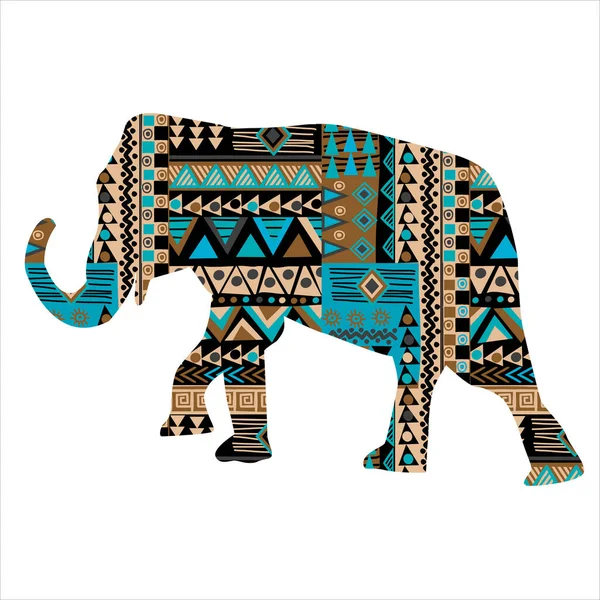 Ethnic Motifs Pattern Ornate Elephant — Stock Vector