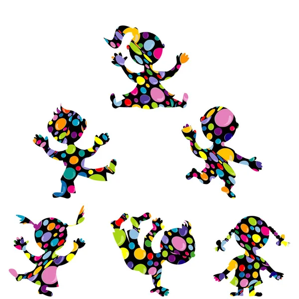 Doodle Παιδιά Κινουμένων Σχεδίων Χρωματιστές Τελείες Μοτίβο — Διανυσματικό Αρχείο