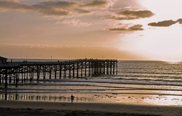 Sunset Crystal Pier San Diego — Stock Photo, Image