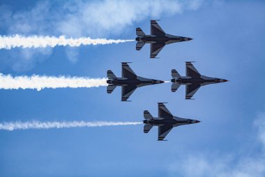 usaf f16 jets flying at airshow clipart