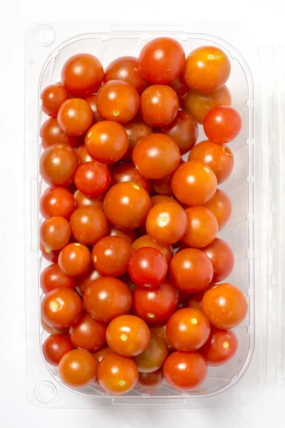 Kirschtomaten Plastik Cointainer Verpackt Und Bereit Für Den Markt Packung — Stockfoto