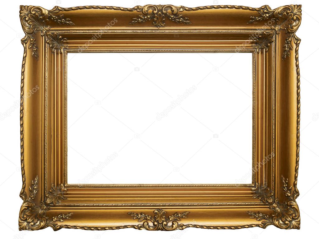 Old Picture Frame Isolated On White Background, Design Element, Photograph, Paintings, Photography