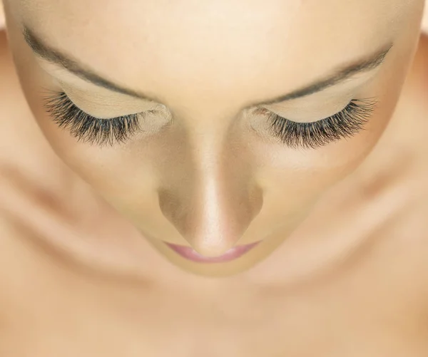 Behandeling Van Eyelash Extension Wimpers Vrouw Ogen Met Lange Wimpers — Stockfoto