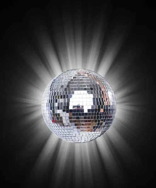 Svítící Disco Ball Modrém Pozadí Světle Rey — Stock fotografie