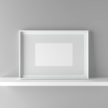 Zarif çerçeve stand raf. 3D grafik illüstrasyon render