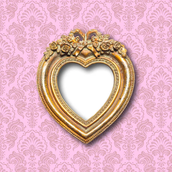 Old Gold Ornamental Heart Shape Picture Frame