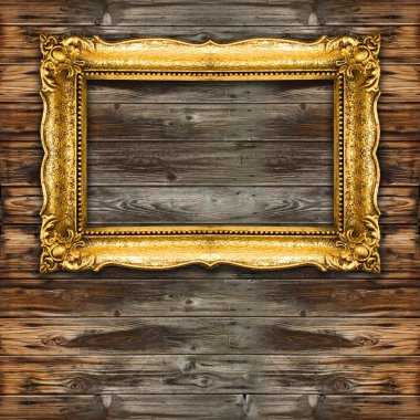 Büyük rustik eski altın resim çerçevesi-mükemmel mockup