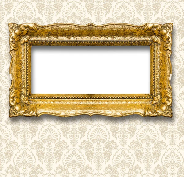 Old Gold Picture Frame on pattern wall — Stock Photo, Image