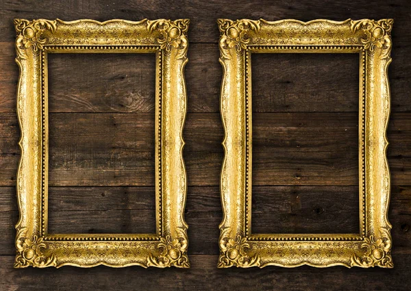 Two Retro Old Gold Rustic Picture Frames — Stock Photo, Image