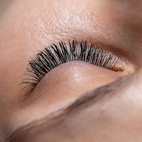 Behandlung Der Wimpernverlängerung Wimpern Frauenaugen Mit Langen Wimpern — Stockfoto