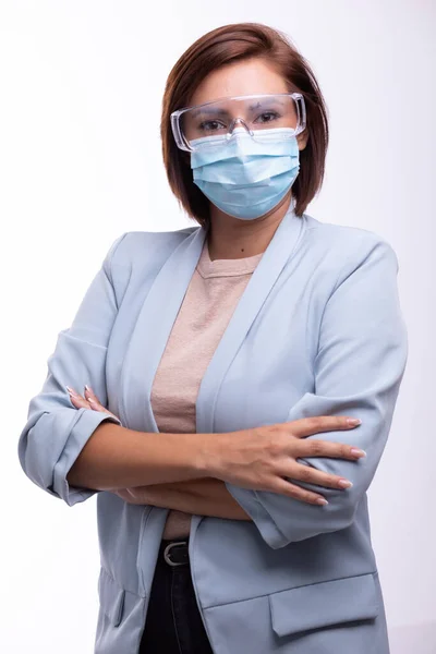 Medico Scienziato Infermiere Ritratto Con Maschera Facciale Occhiali Protettivi Stock — Foto Stock