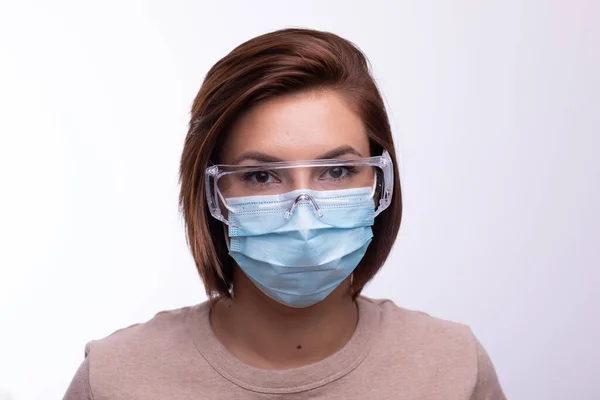 Medico Scienziato Infermiere Ritratto Con Maschera Facciale Occhiali Protettivi Stock — Foto Stock