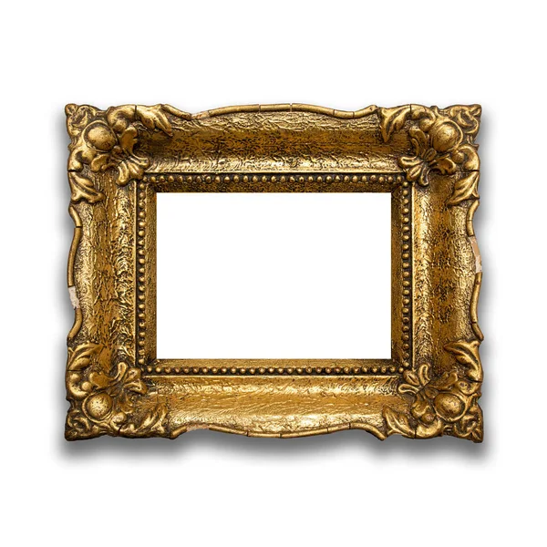Retro Old Gold Frame White Background Stock Photo — Stock Photo, Image