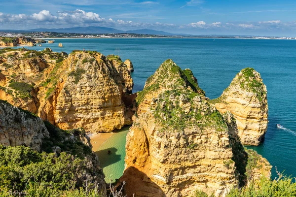 Lagos Portugal Circa Maj 2018 Klippeudsigt Atlanterhavet Lagos Algarve Portugal - Stock-foto