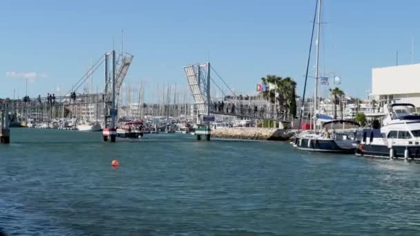 Lagos Portugália Május 2018 Körül Timelapse Felvonó Híd Lagos Marina — Stock videók