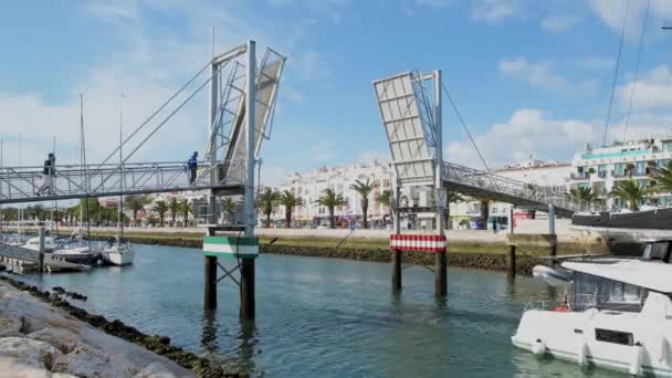 Lagos Portugália Május 2018 Körül Timelapse Felvonó Híd Lagos Marina — Stock videók