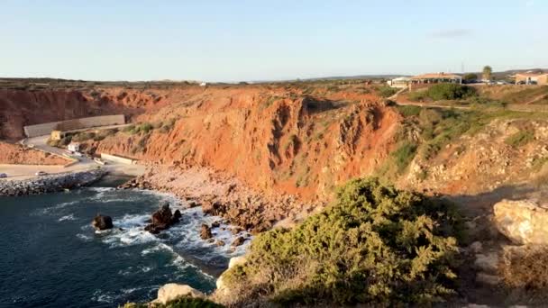 Carrapateira Nın Balıkçı Limanı Günbatımı Bölge Aljezur Algarve Portekiz — Stok video
