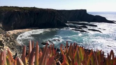 Atlantik Okyanusu kıyısında cliff, Sardao cape (Cabo Sardao) Alentejo Portekiz.