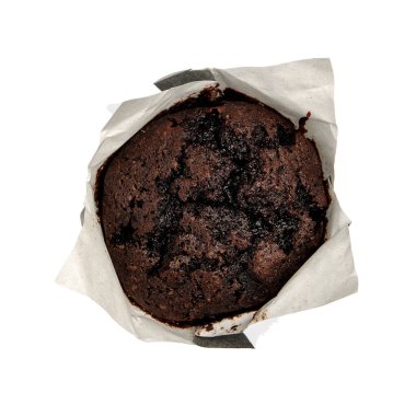 Magdalena tipik İspanyol çikolatalı Muffin closeup. Tatlı yiyecek ya da tatlı. Yeni Amerikan tarzı beyaz arka plan üzerinde izole kek pişirdim. Karşı konulmaz lezzetli kek.