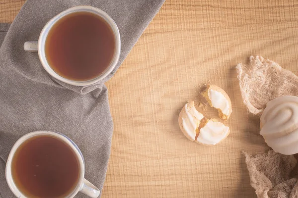 Coockies Med Äggvita Omslag Portugisiska Godis Kallas Cavacas Serveras Med — Stockfoto