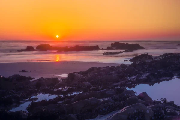 Pôr Sol Praia Atlântica Vila Esposende Forte Sao João Baptista — Fotografia de Stock