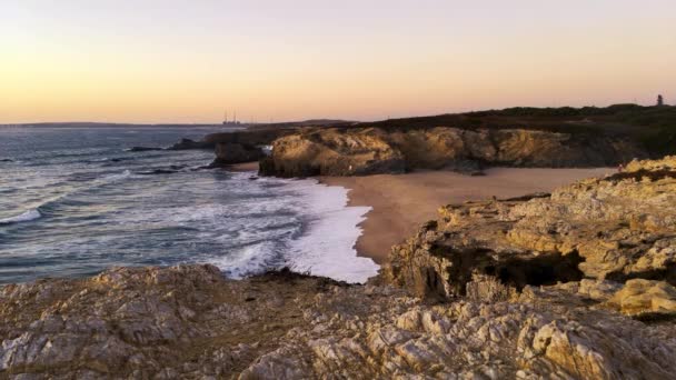 Landschap Van Porto Covo Beach Portugal Bij Zonsondergang — Stockvideo