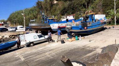 ODMIRA, PORTUGAL - CIRCA SEPTEMBER 2017: Vila Nova dfe Milfontes' Fishing Port, near Odmira, Alentejo Portugal.