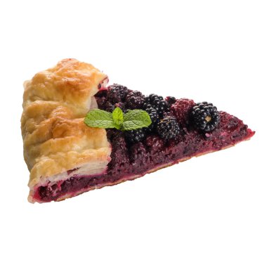 Beyaz arka plan üzerinde izole ev yapımı pasta dilimi.